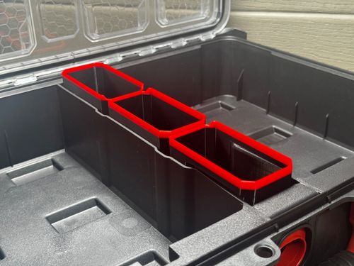Milwaukee Deep PACKOUT Organiser MIDDLE 3 BINS Compatible Bins Nesting Black Red — image 1