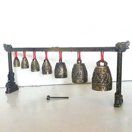 Rare Collectable Musical Meditation Gong with 7 Ornate Bells Dragon Design UK