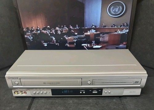 Hitachi DV-PF5E DVD VCR Combo Player Recorder VHS Hi-Fi Stereo Main Unit TESTED 