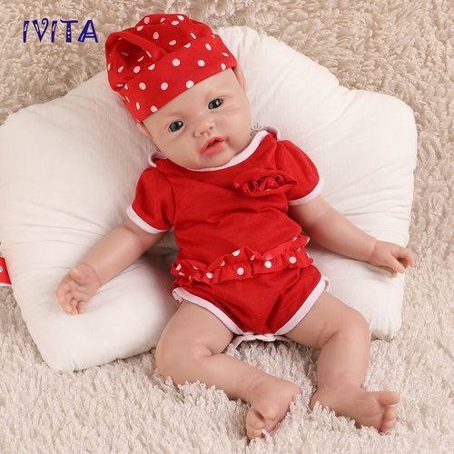 IVITA 17"Cute Baby Girl Full Body Silicone Doll Lifelike Reborn Baby Xmas Gifts — image 5