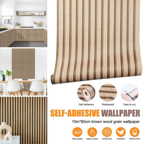 10M Self-Adhesive 3D Effect Wooden Slat Wall Panel Peel&Stick Easy DIY Wallpaper — image 6