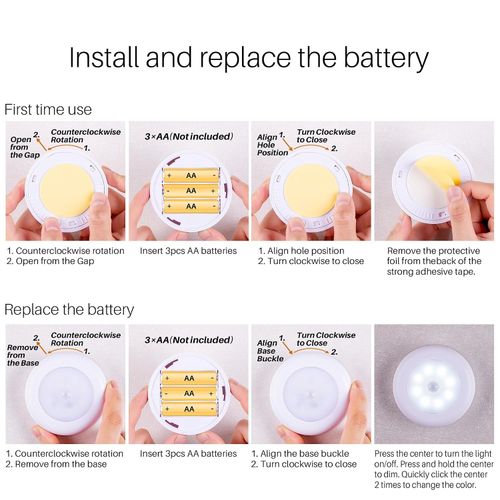STAR-SPANGLED 3.1” LED Motion Sensor Light Indoor AA Battery, 3 Pack White — image 6