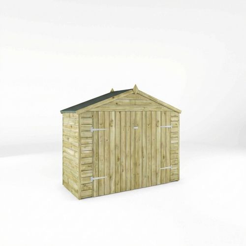3 x 7 Wooden Garden Bike Shed Storage Overlap Double Doors Apex Roof Waltons  — image 2