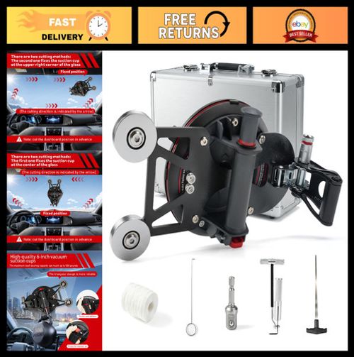 Heavy Duty Windshield Removal Tool Kit, 6" Suction Cup, Dual Cutting System & Wi