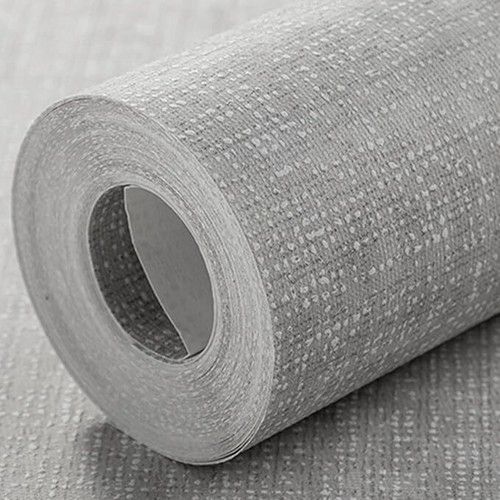 Plain Grey Textured Wallpaper Embossed Faux Linen Effect Wall Paper Home Decor,