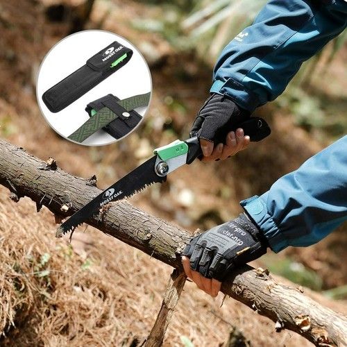 Mossy Oak Pruning Saw,Folding Hand Saw with Secure Lock＆Portable Pouch,3 Blades