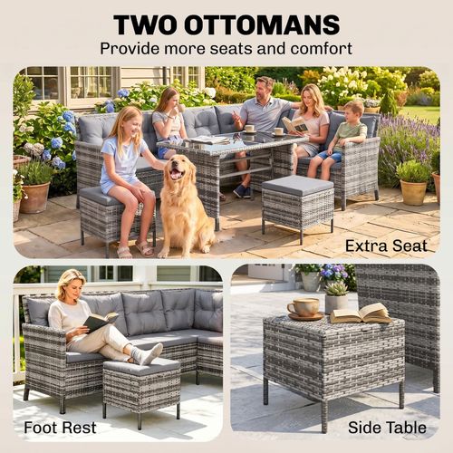 Outsunny 6 PCs Patio wicker Sofa Set Rattan Chair Furniture w/ Glass Refurbished — image 5