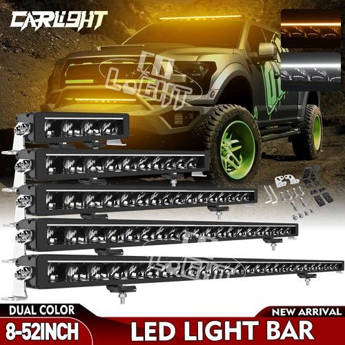 10" 22" 32" 42" 52" Led Spot Light Bar Amber White DRL Park Light Dual Function
