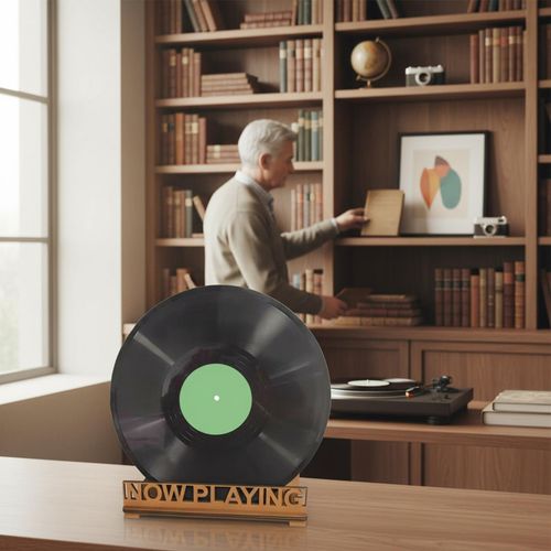 Now Playing Vinyl Record Stand, Single Vinyl Record Holder Display, Wooden Album — image 9