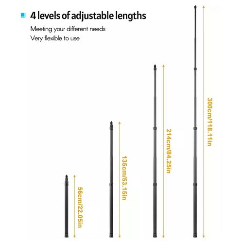 3M Adjustable Light Weight Carbon Fiber Invisible Selfie Stick Long For Insta360 — image 3