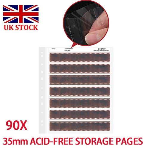90 Pages NEGATIVE SHEET 35mm 135 Photo Film Files Sleeves Translucent Storage UK