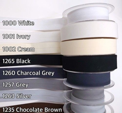 Bias Binding 30mm wide Poly Cotton Pre Folded Edge Tape Plain Colours