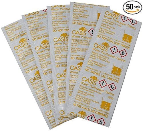 100 OASIS WATER PURIFICATION TABLETS 8.5mg BRITISH PURIFYING TRAVEL EXP 2027 — image 1
