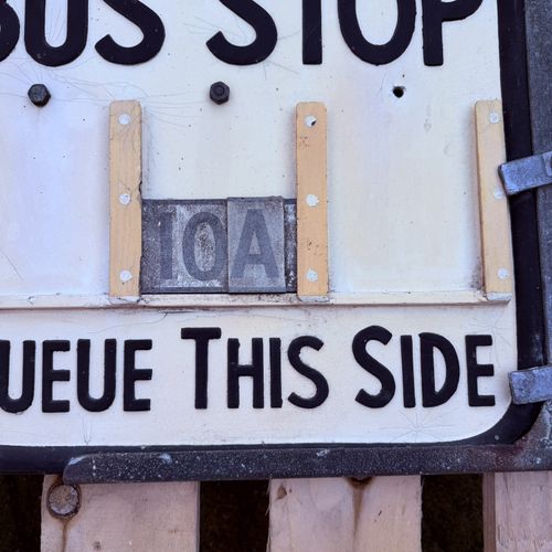 Original Vintage Double Sided Request Bus Stop Sign Route 10B British Transport — image 10