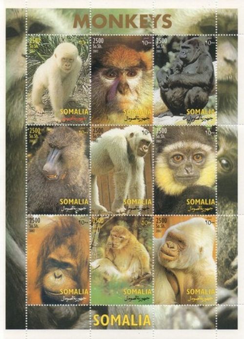 Monkeys 2002 MNH stamp sheetlet