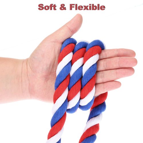 Natural Twisted Cotton Rope 1 Inch x 50 Feet Tug of War Rope Red Blue White — image 5