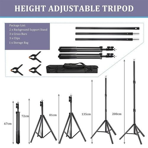 3M Backdrop Stand KIT Studio White Background Support Green Screen Photography U