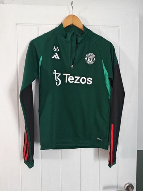 Adidas Manchester United Women's Training Top Green Tezos 1/4 Zip Size S