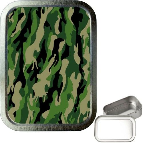 Camouflage 2oz Silver Tobacco Tin, Airtight sealed Tobacco Tin,Storage Tin