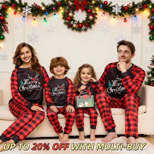 Family Matching Christmas Pyjamas Adult Kids Baby Xmas Nightwear Pajamas Pjs Set