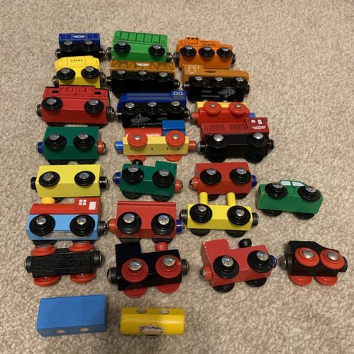 140 Piece Wooden Train Set bundle Brio & compatible track, trains, bridges — image 13