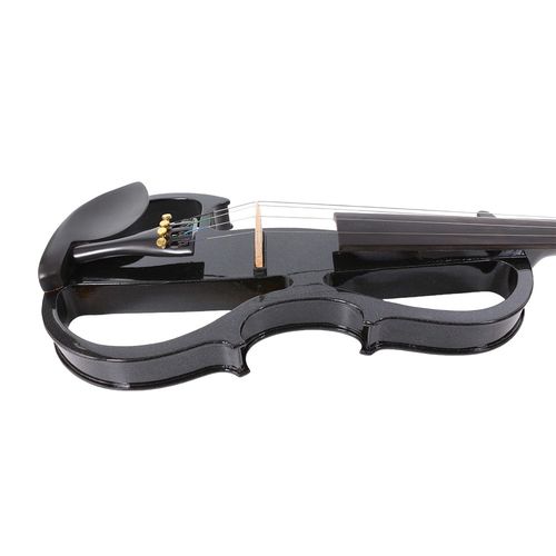 Black Electric Viola 16 Inch Solid Wood Viola with Ebony Fittings, Case and Bow — image 8
