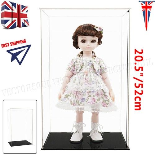 UK 20.5"/52cm H Acrylic Plastic Display Box Perspex Case Dustproof Self-Install