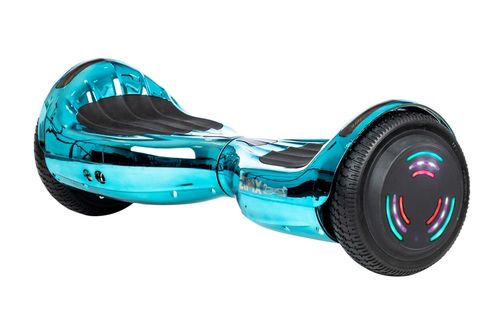 Blue / Turquoise Chrome Hoverboard Swegway with Bluetooth and LED wheels UL2272 — image 3