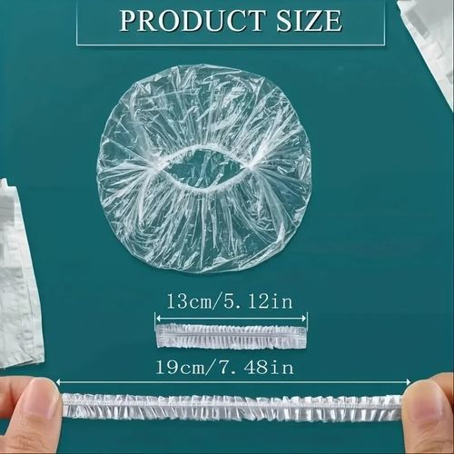 100pcs Disposable Shower Caps Waterproof Plastic Bath Hair Salon Travel Use Uk — image 3