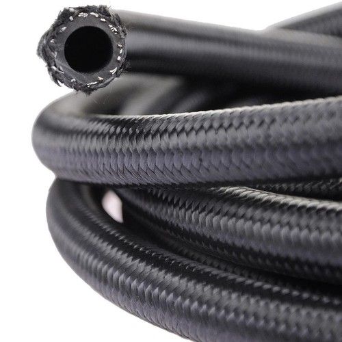 AN6 6AN Nylon Stainless Steel Braided Fuel Oil Gas Line Hose 20 Feet 6M Black