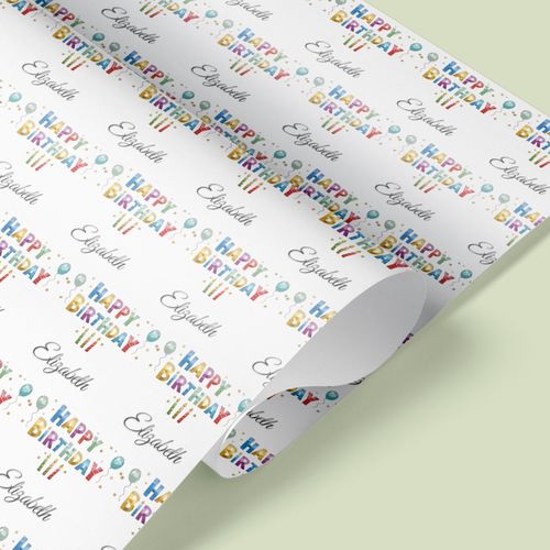 Wrapping Paper Birthday Personalised Any Name Premium Happy Birthday Gift Wrap — image 3