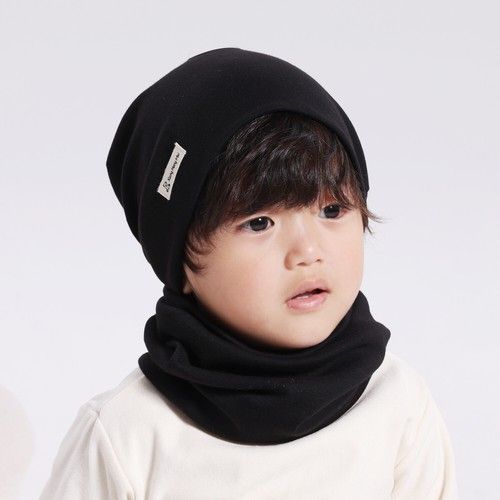Baby Toddler Cotton Hat and Tube Scarf Set Soft Beanie Hat Neck Warmer Skull Cap
