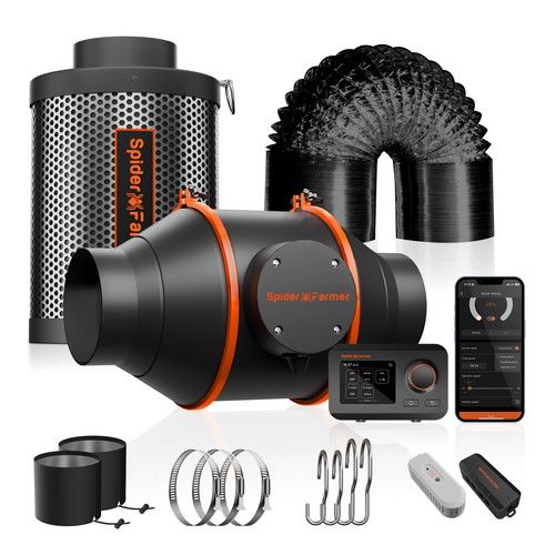Spider Farmer 4" 6" Inline Fan Smart GGS Controller Kits+Carbon Filter Airflow