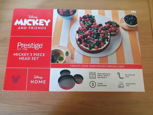 Prestige Mickey & Friends Disney 3 Piece Head Set, Cake tin. Brand New & Boxed