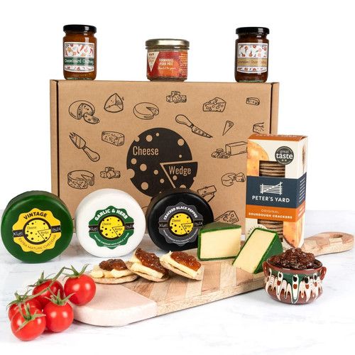 Luxury Cheese & Pate Hamper Gift Set 7 Gourmet Items Including Handmade Cheeses