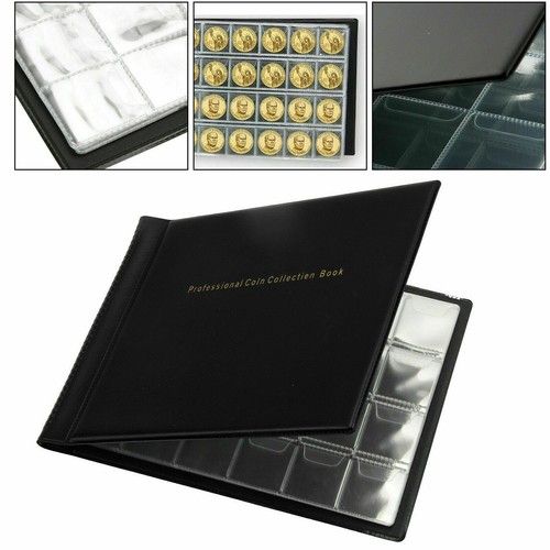 240 ALBUM COIN Book Coins Collection Folder Holders Pocket Collector Pockets
