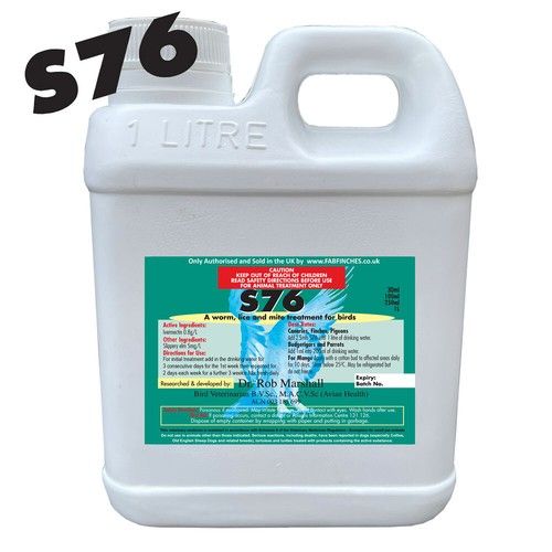 S76 Airsac Mites Bird Mite Worms Lice IN WATER Treatment For Birds