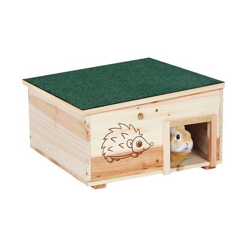 Raised Wooden Hedgehog House Animal Hibernation Shelter House with Green Roof — image 9