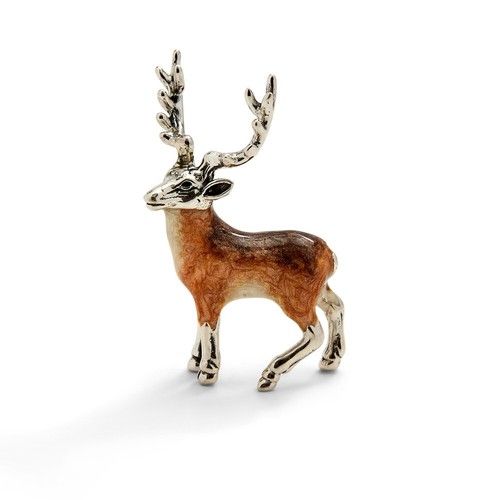 Saturno Silver and Enamel Small Stag - Fully Hallmarked Sterling Silver