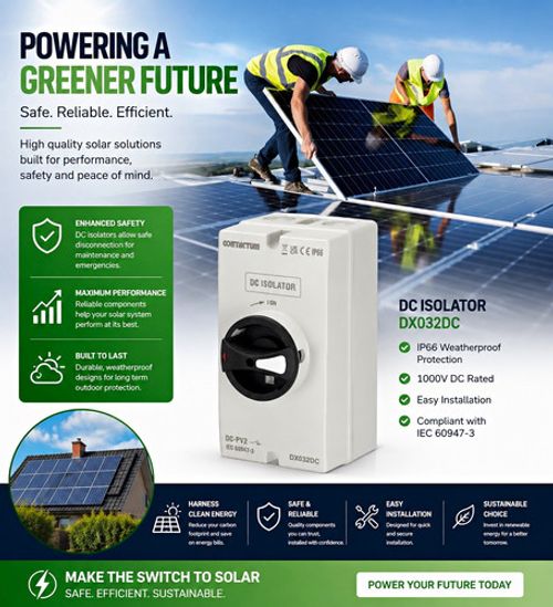 DC Isolator 1000V DC 40A IP66 Rotary On/Off Weatherproof