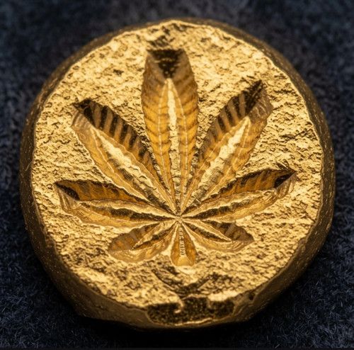 1 Gram Solid 24ct Gold Cannabis Bar 999.9 Fine Pure Bullion AU Ganja Weed 420
