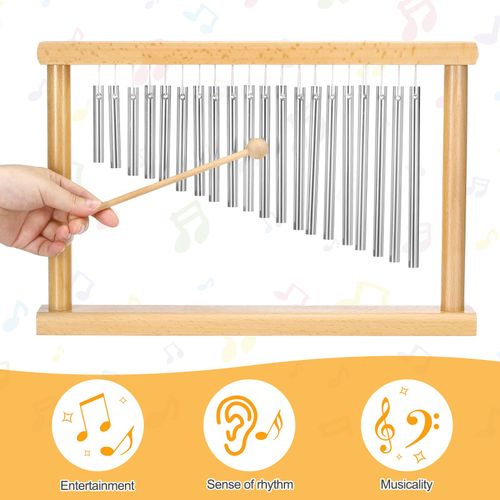 20 Note Chime Bar Table Top Wind Chimes Percussion Instrument， Silver Tone — image 4
