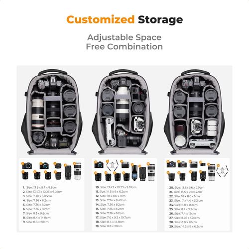 K&F CONCEPT 22L Camera Backpack Hard Shell Professional Photography Camera Bag — image 3