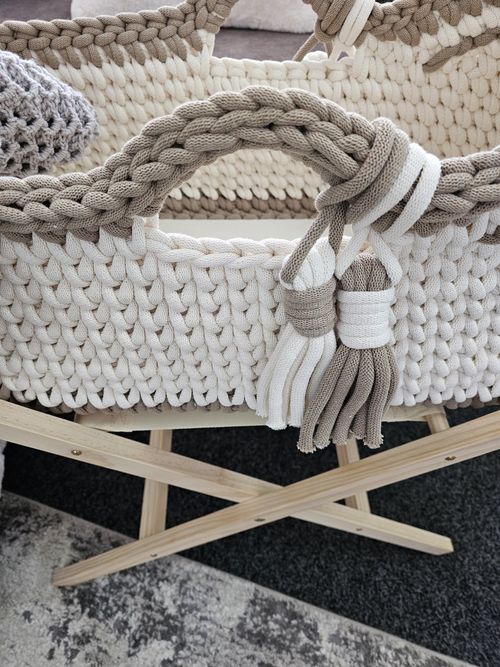 Handmade Crochet Baby Moses Basket Made to Order & Personalised Base Any Colour! — image 11