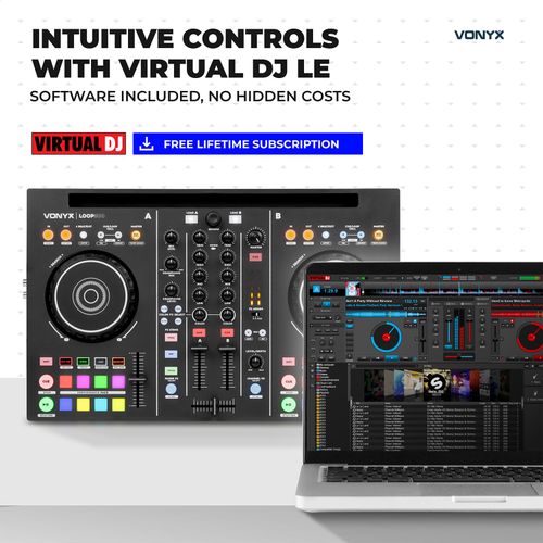 Vonyx Loop300 Dual Jog Wheel Beginner DJ Controller with VirtualDJ LE — image 7