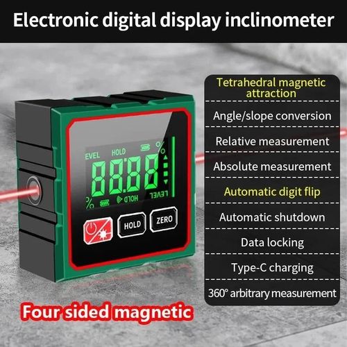 360° Magnetic Digital Angle Gauge Finder With Laser Inclinometer Level Meter UK — image 6
