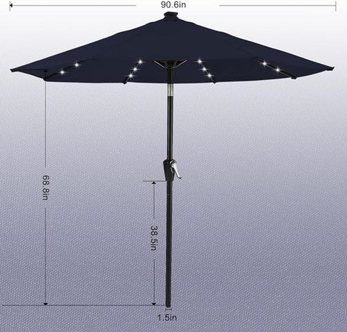 Solar Patio Umbrella LED Lights Garden Parasol Tilt Crank Deck Pool ABCCANOPY — image 4