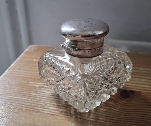 Silver Topped Glass Desk Inkwell — image 1