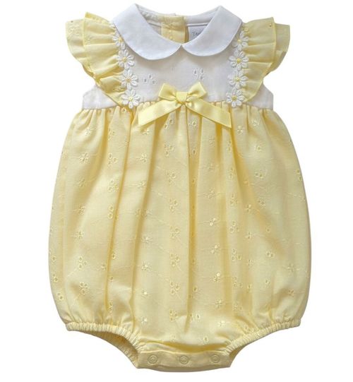 Premature Baby Girl Romper Suit Prem Tiny Frilly Bow Broderie Anglaise LEMON — image 3