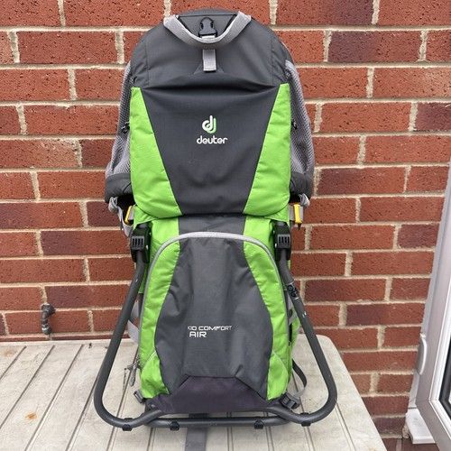 Deuter Kid Comfort Air Baby Backpack Carrier Green/Grey, Adjustable, Pocket